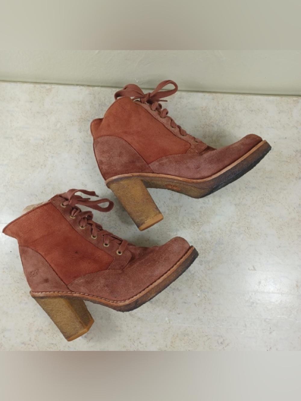 UGG Women's Lace-Up Suede Ankle Boots in Rose Brown - Picture 4 of 9